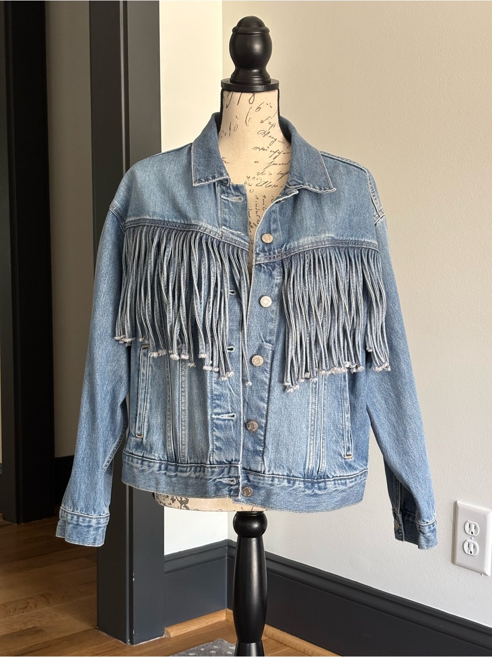 GAP Light Blue Fringe Denim Jacket - Picture 4 of 5